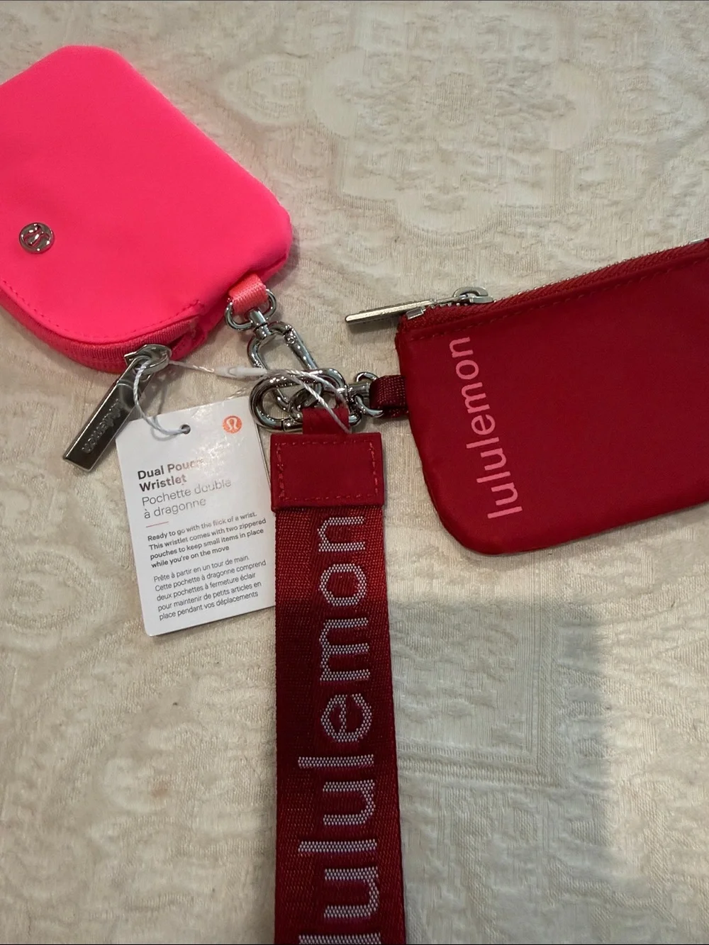 Lululemon Dual Pouch Key & Card Holder in Hot Pink and Deep Red